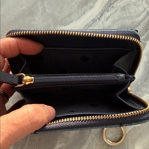 kate spade Denim Quilted Card Wallet with Gold Key Ring - Picture 3 of 3